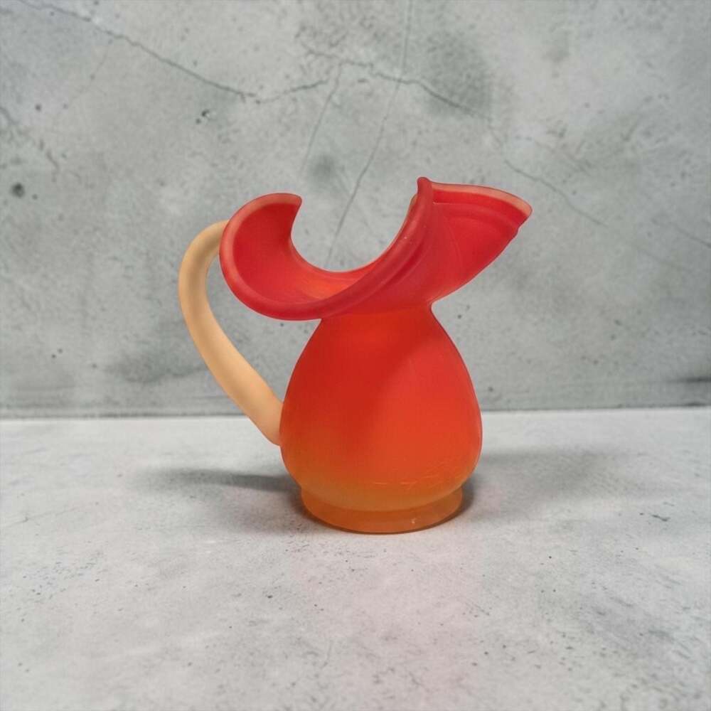 Vintage Mini Satin Glass Ombre Red to Orange Creamer Pitcher